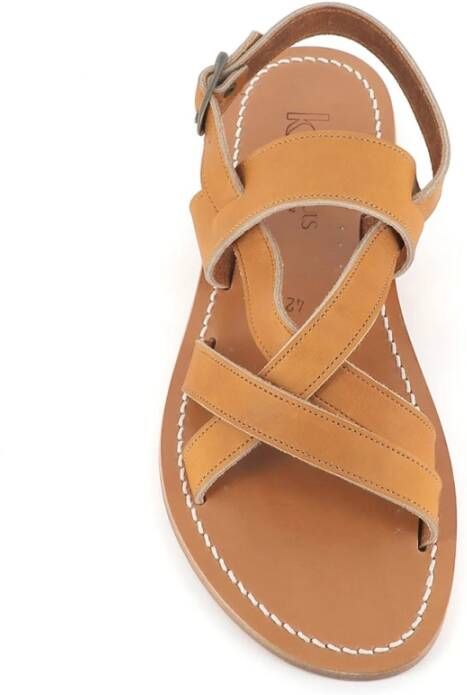 K.jacques Bruin lederen kruisband sandalen Brown Heren