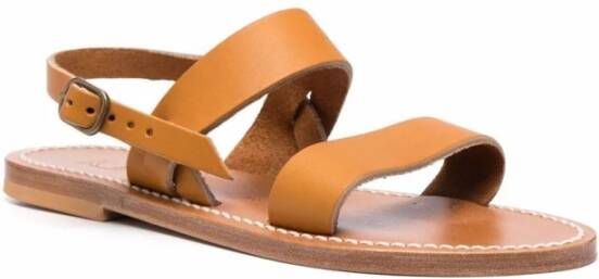 K.jacques Bruin Leren Sandalen met Dunne Bandjes