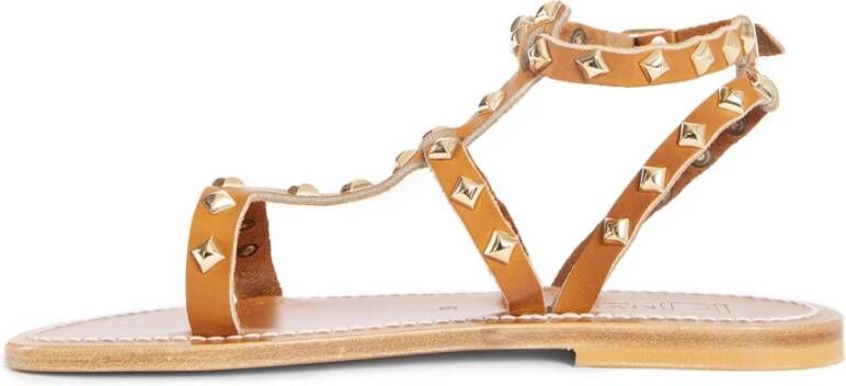 K.jacques Gouden Studs Leren Blokhak Sandalen