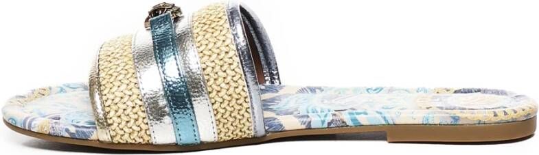 Kurt Geiger Canvas Printed Sandalen in Beige Zilver