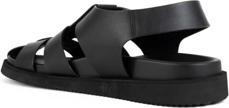 La Conte Zwarte Casual Platte Sandalen voor Mannen