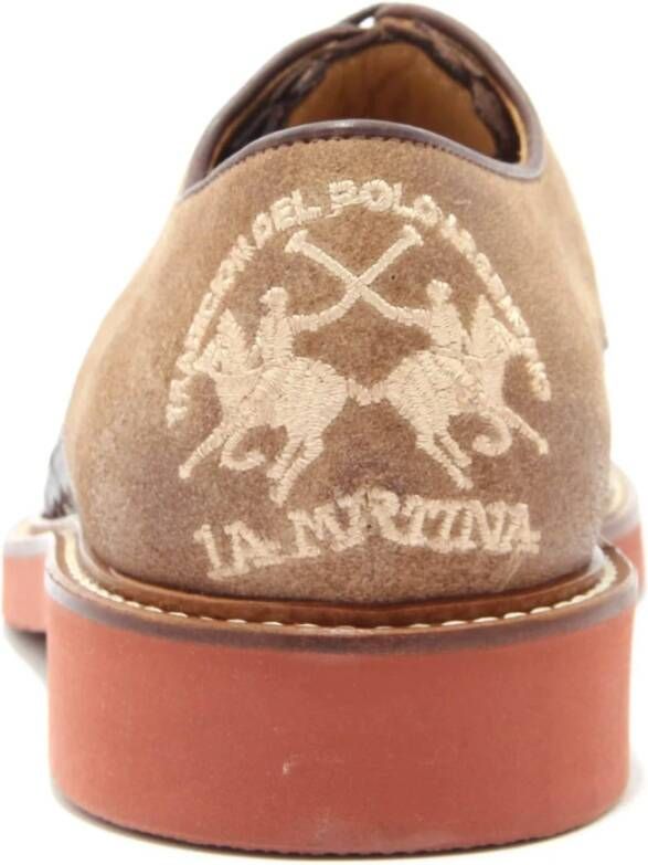 La Martina Bruine leren veterschoenen