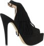 La strada Zwarte Franje Hoge Hak Sandalen Black Dames - Thumbnail 6