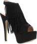 La strada Zwarte Franje Hoge Hak Sandalen Black Dames - Thumbnail 7