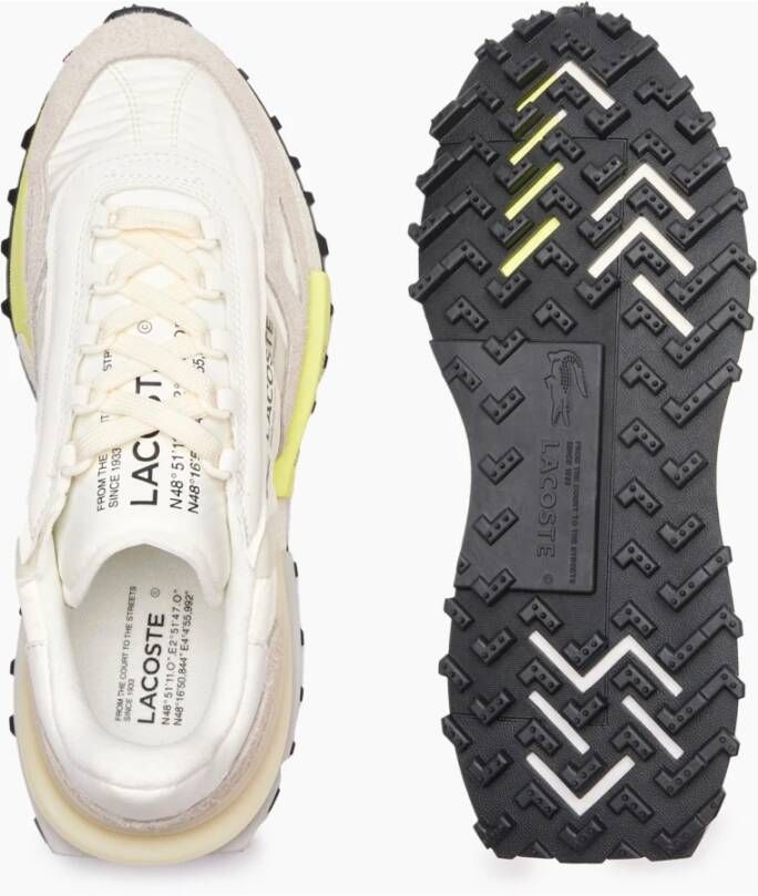 Lacoste Elite Active Textiel Off White & Lichtgroene Sneakers Beige Heren