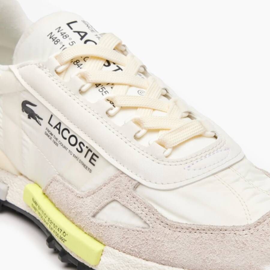 Lacoste Elite Active Textiel Off White & Lichtgroene Sneakers Beige Heren