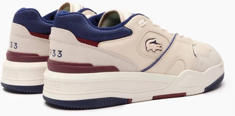 Lacoste Lineshot Leren Off White & Navy Sneakers Beige Heren