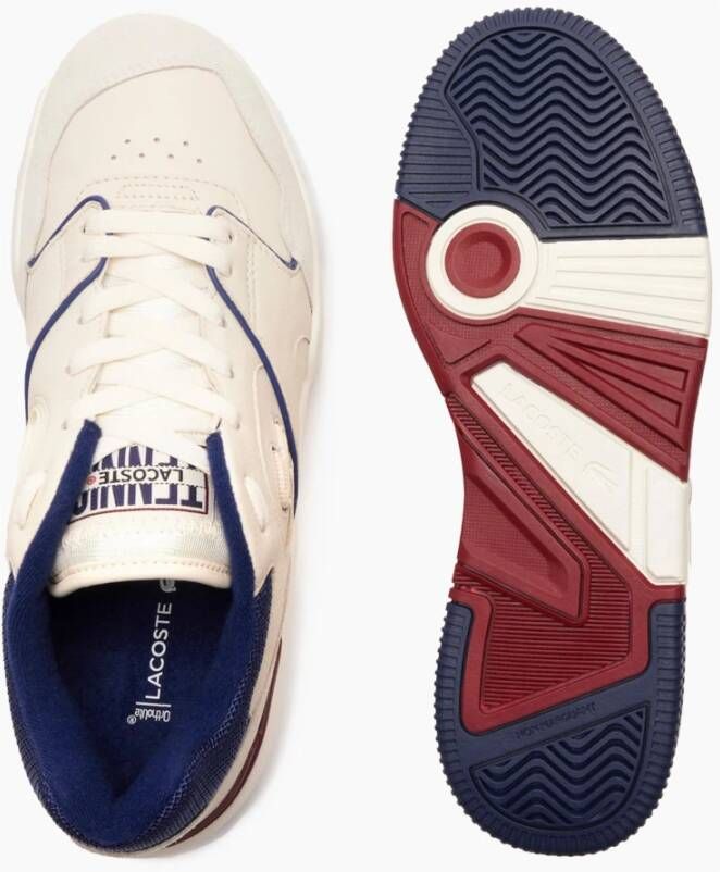 Lacoste Lineshot Leren Off White & Navy Sneakers Beige Heren