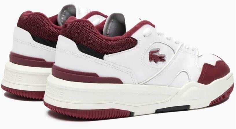 Lacoste Lineshot Leren Wit & Bourgondische Dames Sneakers Wit Dames