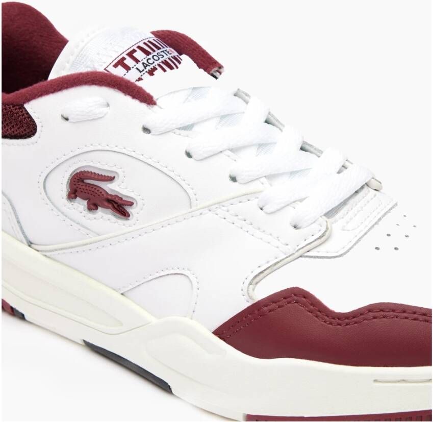 Lacoste Lineshot Leren Wit & Bourgondische Dames Sneakers Wit Dames