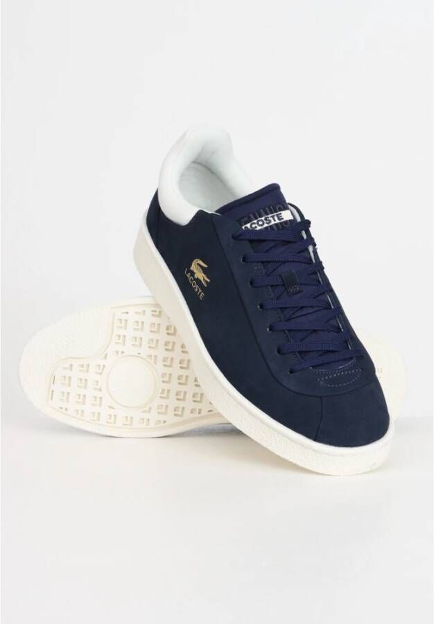 Lacoste Premium Baseshot Leren Sneakers Blauw Wit Multicolor Heren