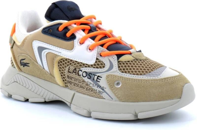 Lacoste Stijlvolle herensneakers van leer en stof Beige Heren