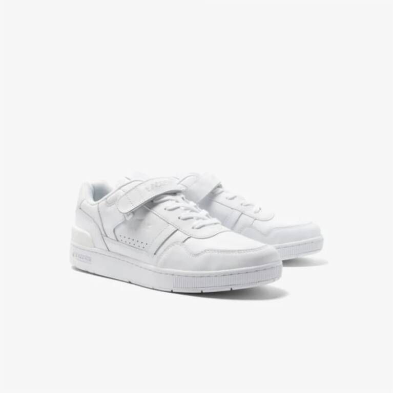 Lacoste Velcro Leren Sneakers T Clips Trainers White Heren