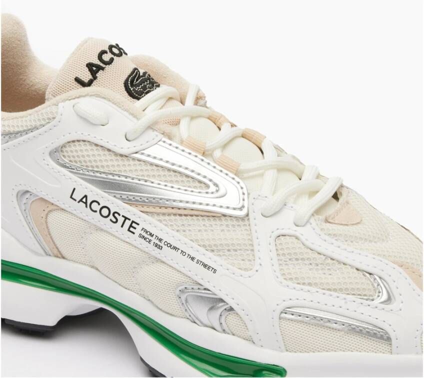Lacoste Wit Groen Leren Sneakers White Dames