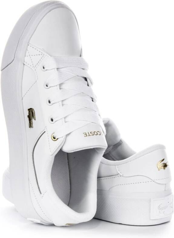 Lacoste Witte Gouden Platform Sneakers Vrouwen White Dames