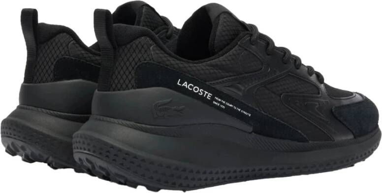 Lacoste Zwarte vetersneaker Sportieve stijl Black Heren