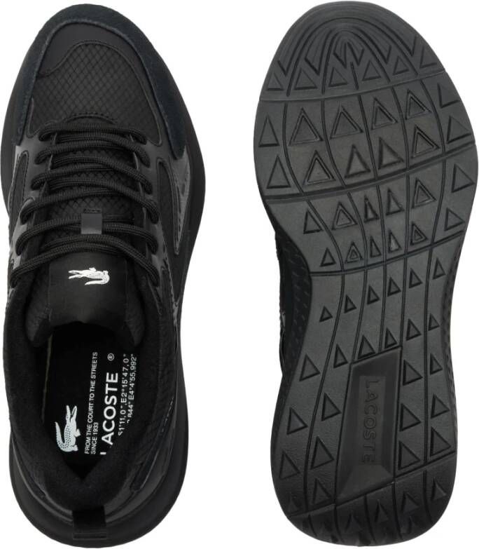 Lacoste Zwarte vetersneaker Sportieve stijl Black Heren