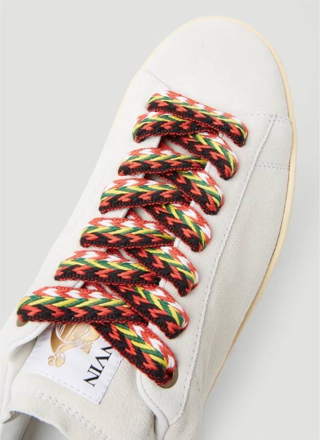 Lanvin Aztec-Weave Vetersluiting Suède Sneakers Beige Heren