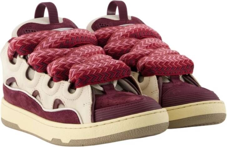 Lanvin Beige Bordeau Synthetische Curb Sneakers