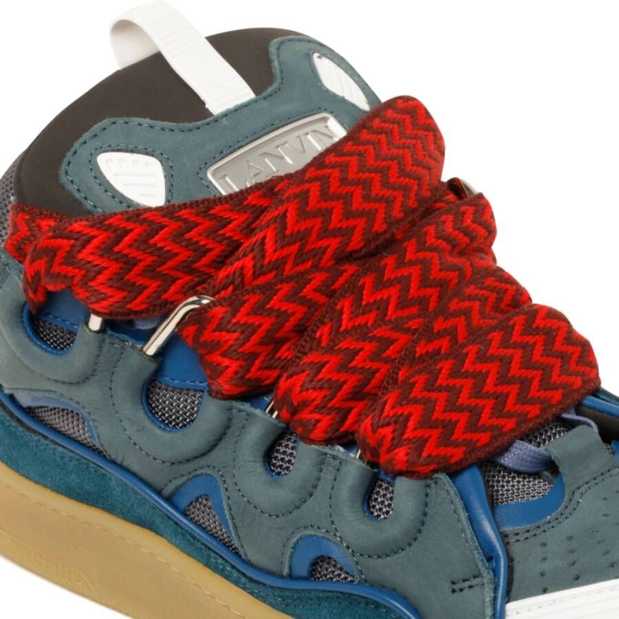 Lanvin Blauw en rood leren stoeprand sneakers