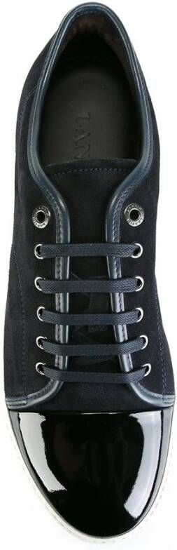 Lanvin Blauw Wit Leren Patent-Neus Sneakers