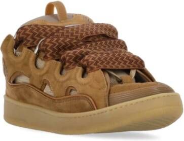 Lanvin Bruine Leren Sneakers met Ademende Details Brown Heren