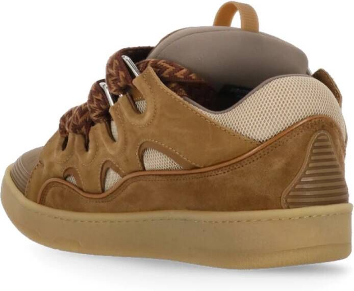 Lanvin Bruine Leren Sneakers met Ademende Details Brown Heren