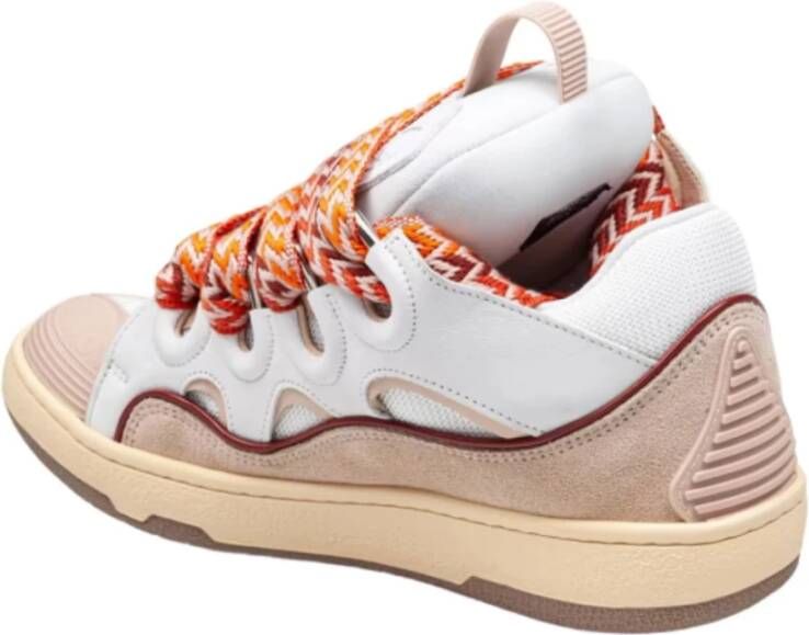 Lanvin Chunky Leren Sneakers Wit Perzik