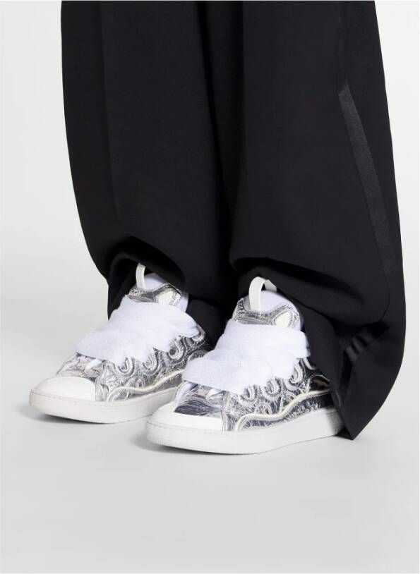 Lanvin Gekreukeld Metallic Leren Curb Sneakers