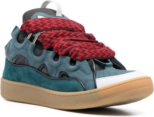 Lanvin Grijze Curb Low-Top Sneakers Blauw Heren