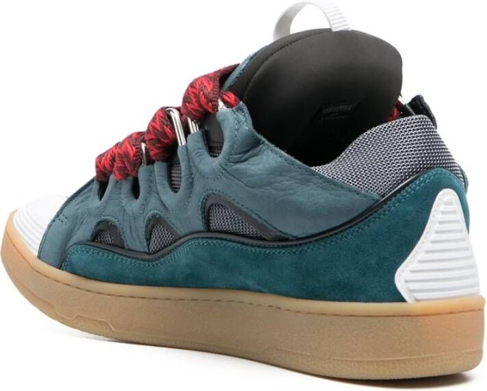 Lanvin Grijze Curb Low-Top Sneakers Blauw Heren