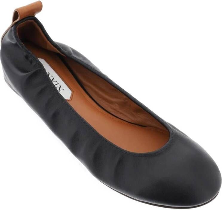 Lanvin Leren Ballerina Flat Black Dames