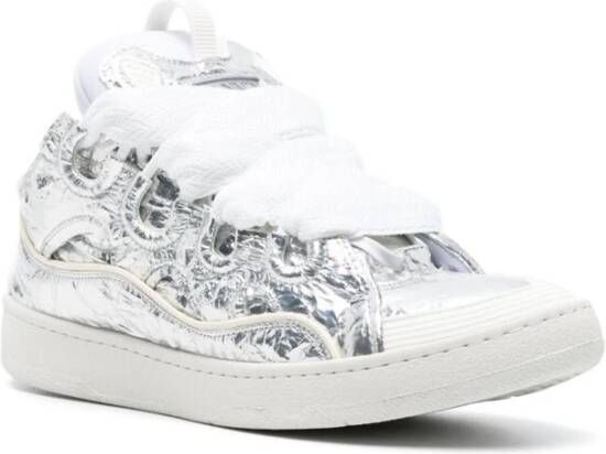 Lanvin Metallic Sneaker met Gekreukeld Effect White Heren