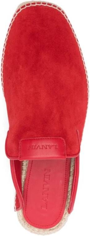 Lanvin Rode Gevlochten Raffia Platte Schoenen