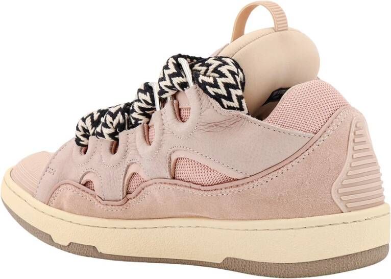 Lanvin Roze Sneakers Veters Rubberen Zool Pink Heren