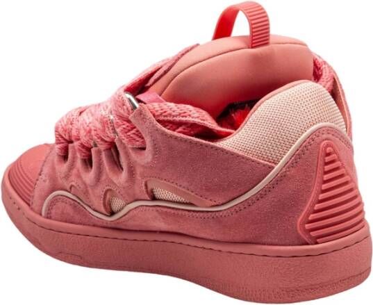 Lanvin Roze Suède Sneakers Amandel Teen
