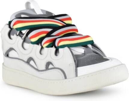 Lanvin Witte leren sneakers met kleurrijke veters Wit Heren
