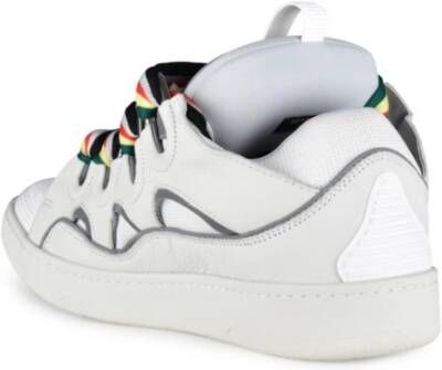 Lanvin Witte leren sneakers met kleurrijke veters Wit Heren