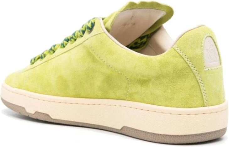Lanvin Suede Gewatteerde Sneakers Green Heren