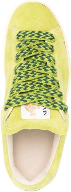 Lanvin Suede Gewatteerde Sneakers Green Heren