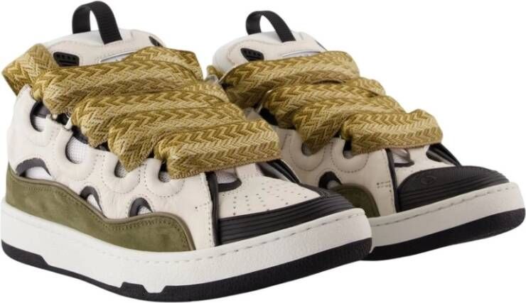 Lanvin Wit Khaki Curb Sneakers Synthetische Schoenen