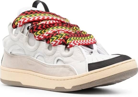 Lanvin Witte Curb Lace-Up Sneakers Multicolor Heren