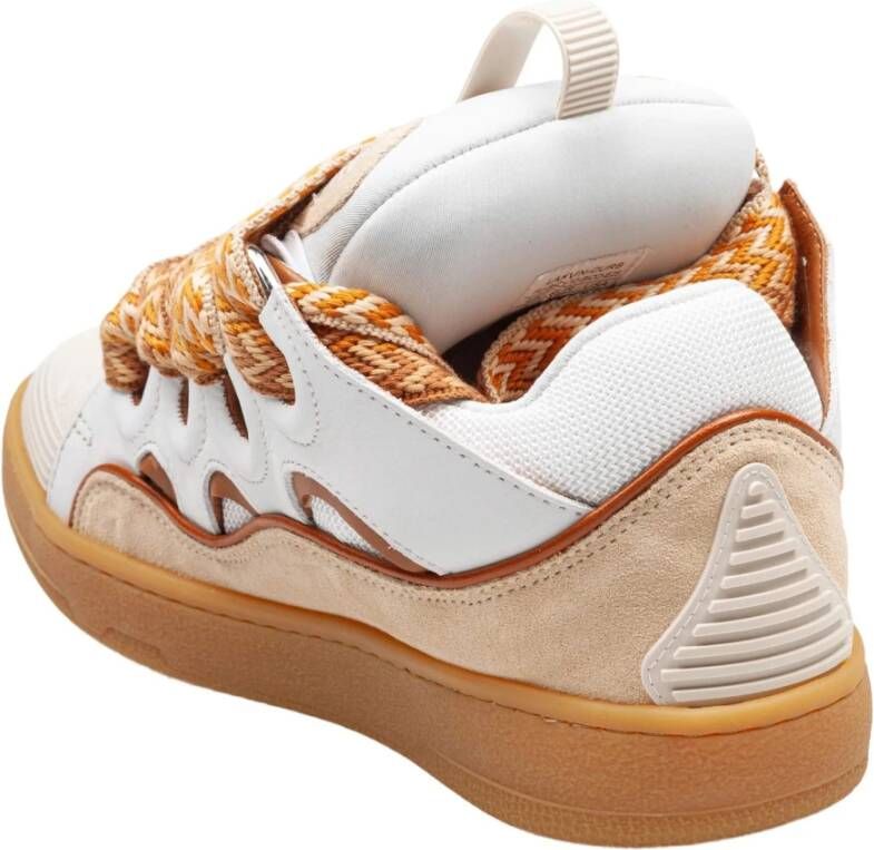 Lanvin Witte Honing Sneakers Veters Multicolor Logo