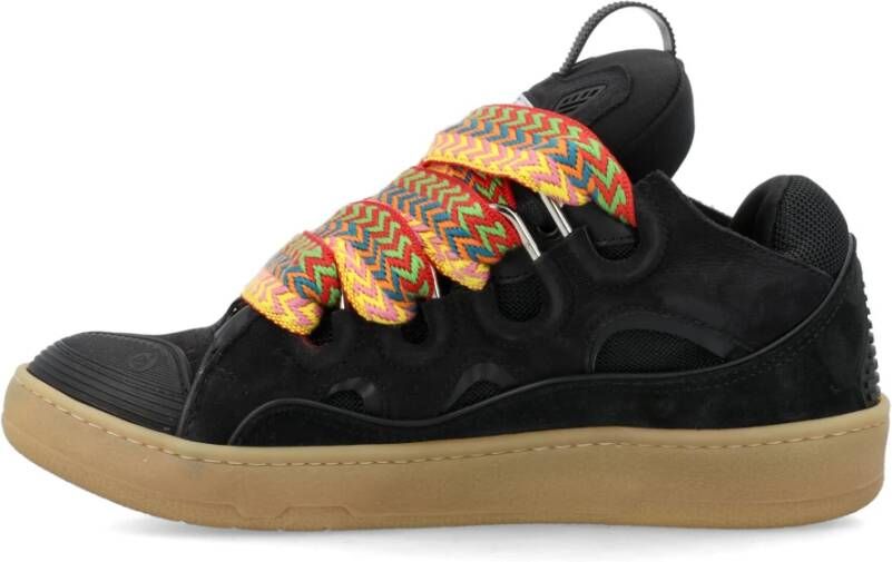 Lanvin Zwarte Leren Curb Sneakers Black Heren