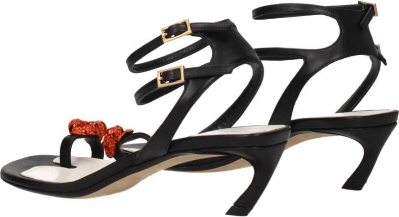 Lanvin Zwarte leren sandaal met strass