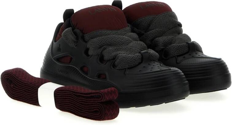 Lanvin Zwarte Sneakers met Rubberen Bovenkant Zwart Heren