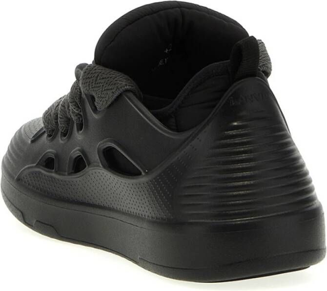 Lanvin Zwarte Sneakers met Rubberen Bovenkant Zwart Heren