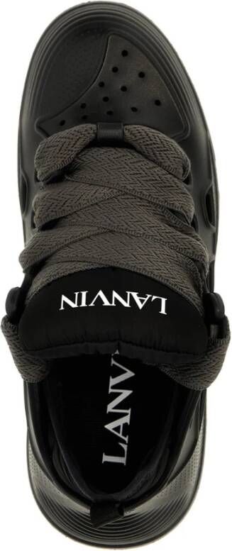 Lanvin Zwarte Sneakers met Rubberen Bovenkant Zwart Heren