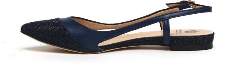 L'arianna Blauw Leren en Lurex Slingback Blue Dames