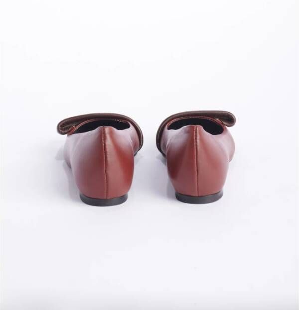 L'arianna Bruine platte schoenen leer 1cm hak Brown Dames